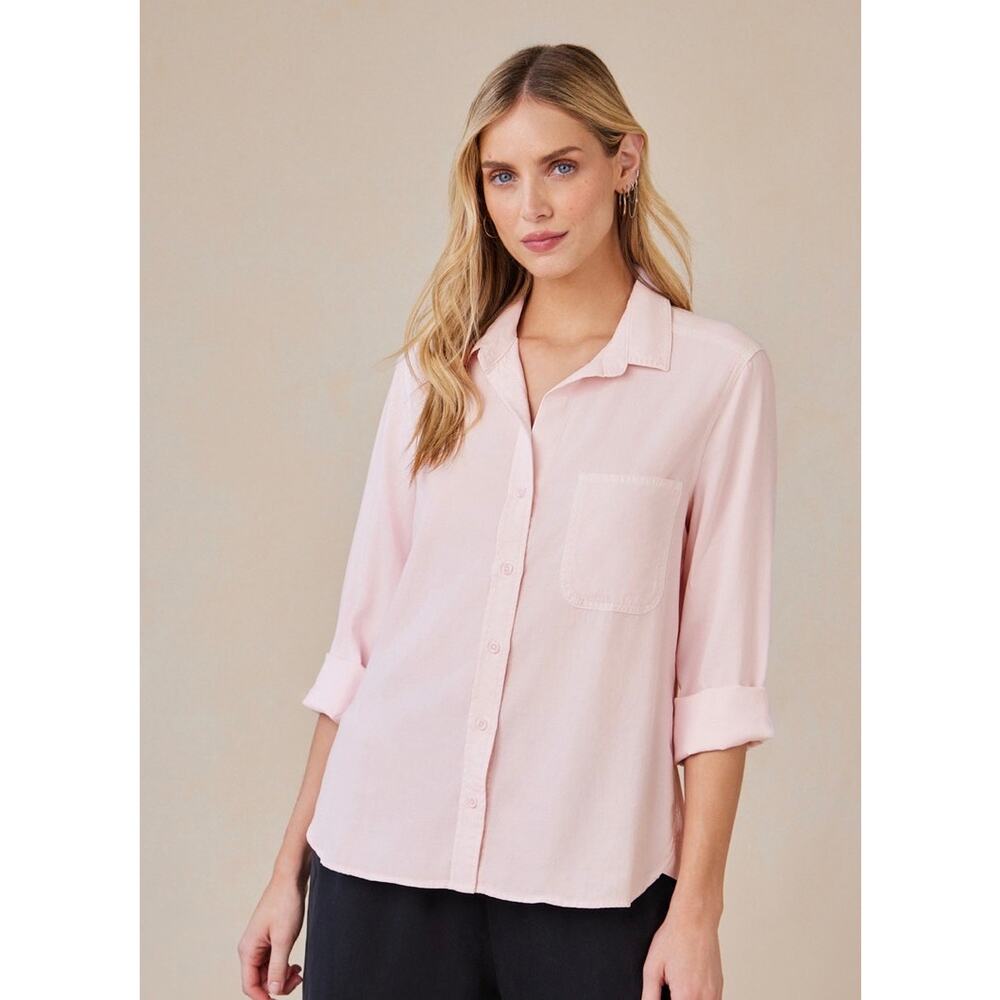 Bella Dahl Pink Shirt Tail Button Down Blouse Size S NWT